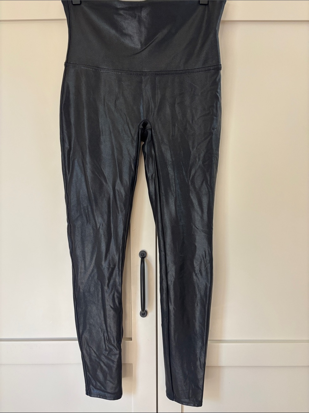 SPANX Like New Black Faux Leather High-Rise Leggings